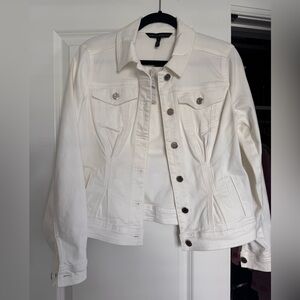 White House Black Market Women's White Denim Jacket - Button Front